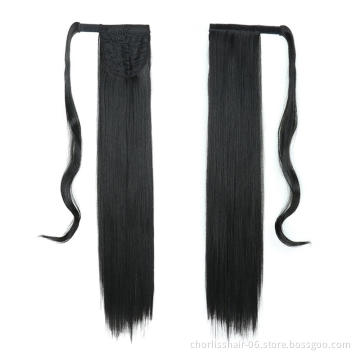 Top Quality Silky Straight High Ponytail For Black Women Pour Petite Fille Wrap Around Synthetic Clip Hair Ponytails Extensions